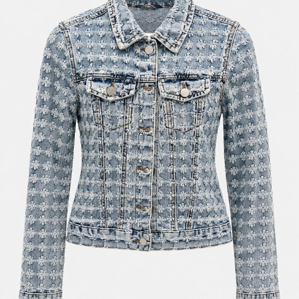 Distressed Denim Trucker Jacket Light Wash Blue Jean Jacket Womens